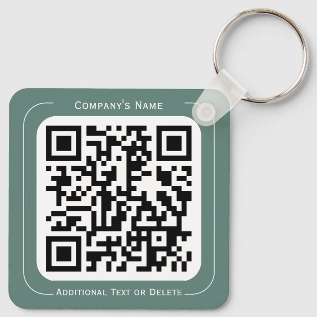 2 sides Your Logo + QR code Simple Business Office Keychain (Back)