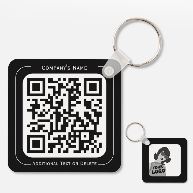 2 sides Your Logo + QR code Simple Business Office Keychain (Creator Uploaded)