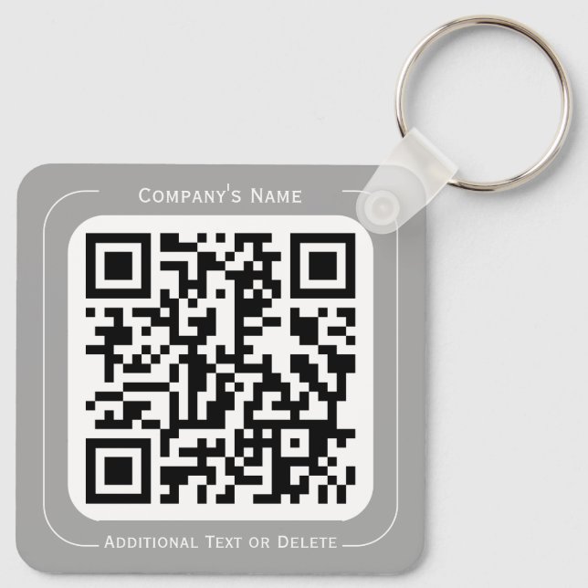 2 sides Your Logo + QR code Simple Business Office Keychain (Back)
