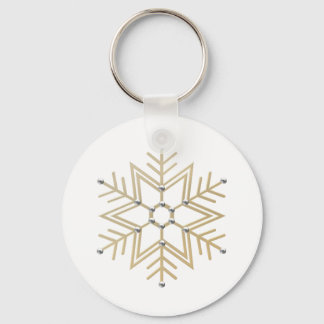 2-Silver and Gold Snowflake 3-D Look Keychain