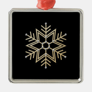 2-Silver and Gold Snowflake 3-D Look Metal Ornament