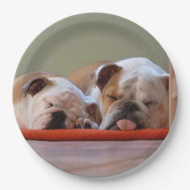 2 sleeping bulldogs.png paper plates (Front)