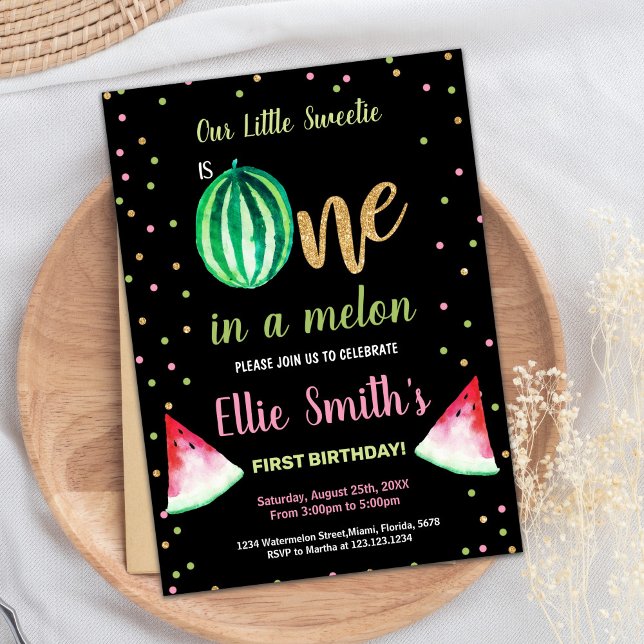 2 Slice Green Watermelon Birthday Invitations (2 Slice Green Watermelon Birthday Invitations)