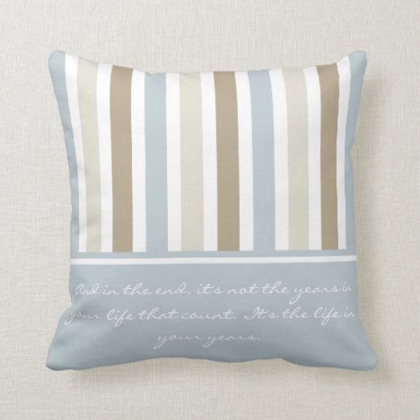#2 Smoky Blue Gray, Tan, and Brown Stripes Pattern Throw Pillow