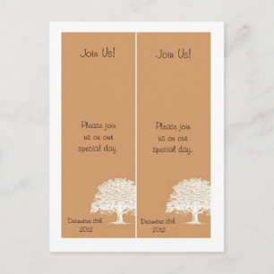 2 Spring Tree Brown/White Save the Date Bookmarks Announcement Postcard