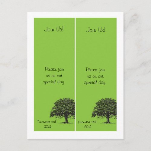 2 Spring Tree Green Black Save the Date Bookmarks Announcement Postcard