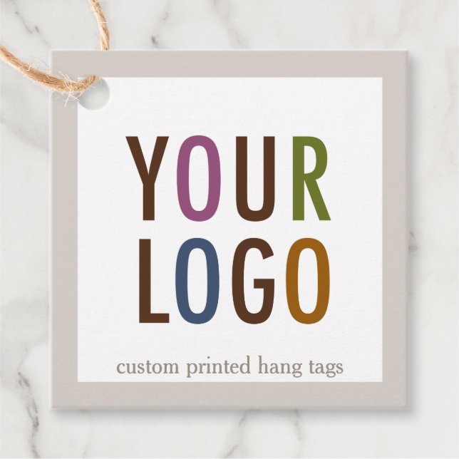 2" Square Hang Tags with String with Company Logo (Front)