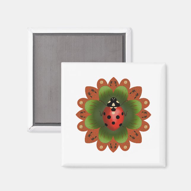 2" Square Ladybug Magnet (Front/Back)