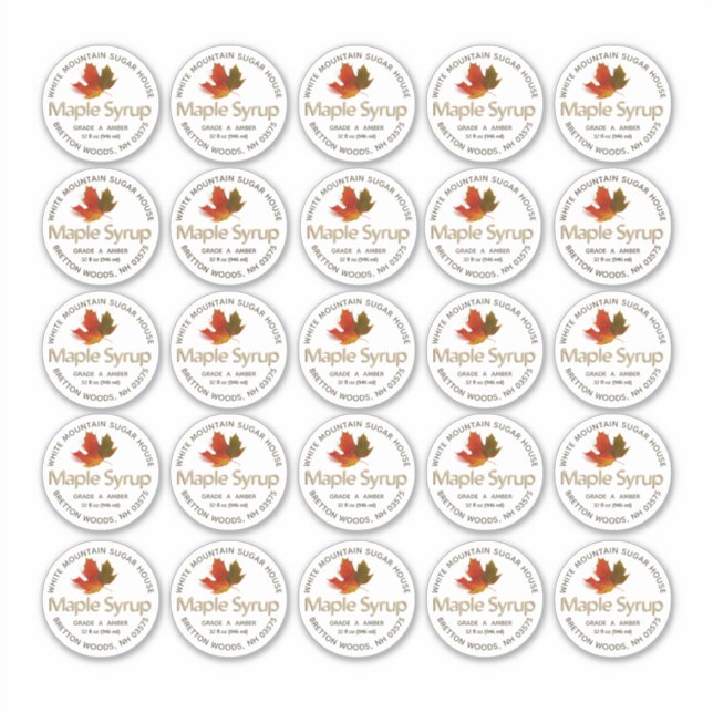 2" Standard Mason Jar Lid Label Maple Syrup  (Front)