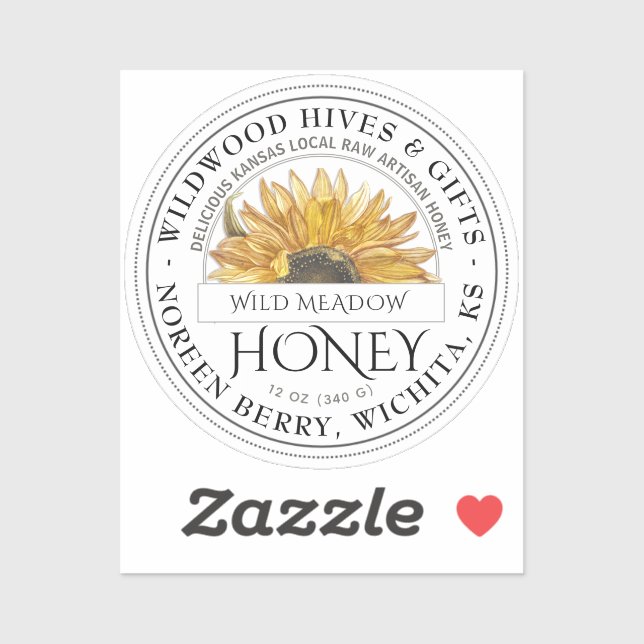 2" State Name and Flower Illustrated Honey Label   (Sheet)
