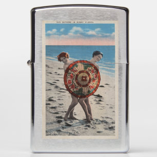 2 Sunbathing Women & Asian Umbrella, Florida Zippo Lighter