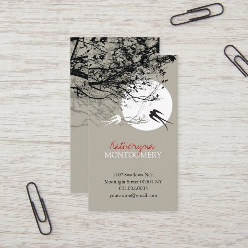 Swallows in Moonlight Ash Custom Profile Card Business Card Templates