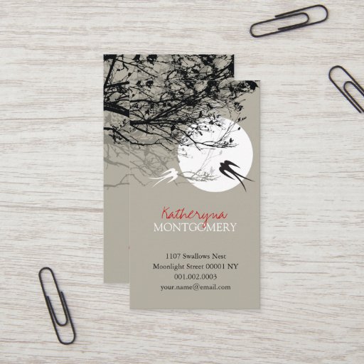 Customizable Swallows in Moonlight Ash Custom Profile Card Business Card Templates