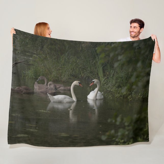 2 Swans Fleece Blanket (In Situ)