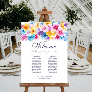 2 Table Colorful Floral Wedding Seating Chart Foam Board