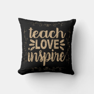 2- Teach Love Inspire Shirt, Retro Vintage Teacher Throw Pillow