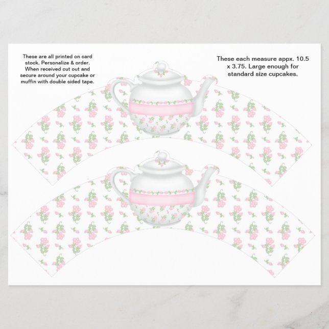 2 Teapot Retirement Personalized Cupcake Wrappers (Front)