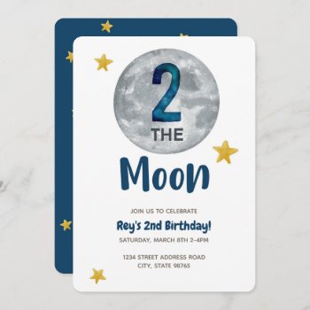 2 The Moon Second Birthday Invitation by LaurEvansDesign at Zazzle