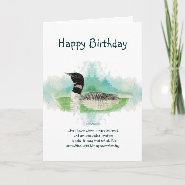2 Timothy 1:12 Christian Scripture Birthday Blank Card (Front)