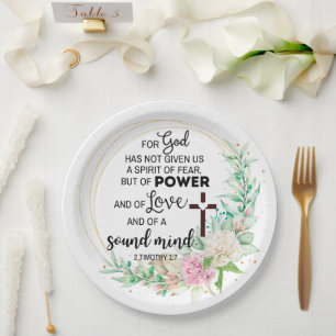 2 Timothy 1:7 God has not given a spirit of fear Paper Plates