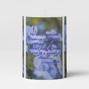 2 Timothy 1:7 KJV Bible Scripture Pic Pillar Candle