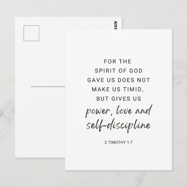 2 Timothy 1:7 Power, Love and Self Discipline Postcard (Front/Back)