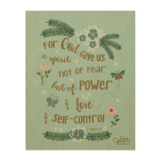 2 Timothy 1:7 Scripture art gold hand lettered
