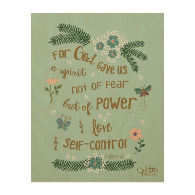 2 Timothy 1:7 Scripture art gold hand lettered (Front)