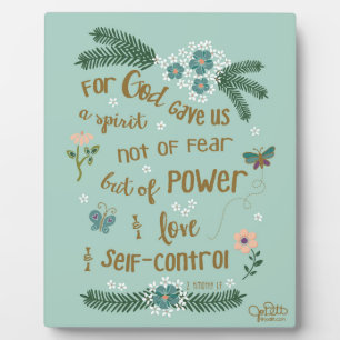2 Timothy 1:7 Scripture art hand lettered Plaque