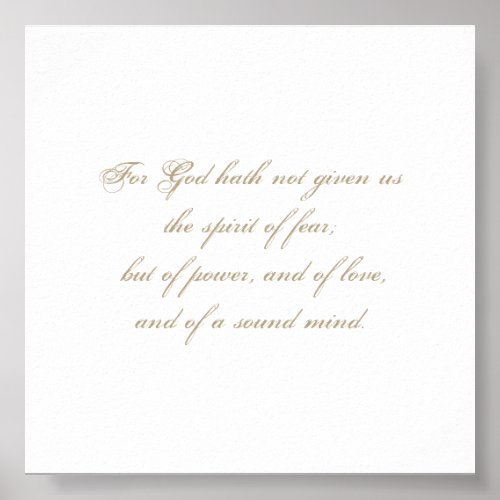 2 Timothy 1:7 Scripture Bible Verse Script Poster