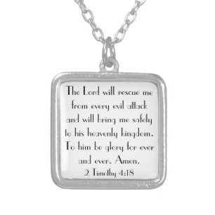 2 Timothy 4:18 bible verse necklace