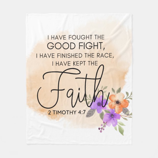 2 Timothy 4:7 - I have kept the faith Peach Fleece Blanket (Front)