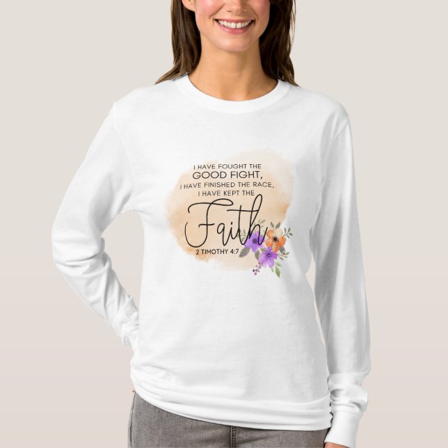 2 Timothy 4:7 - I have kept the faith Peach T-Shirt (Front)