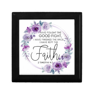 2 Timothy 4:7 I have kept the faith Purple Floral Gift Box