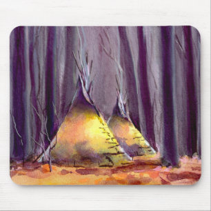 2 TIPIS in the FOREST by SHARON SHARPE Mouse Pad