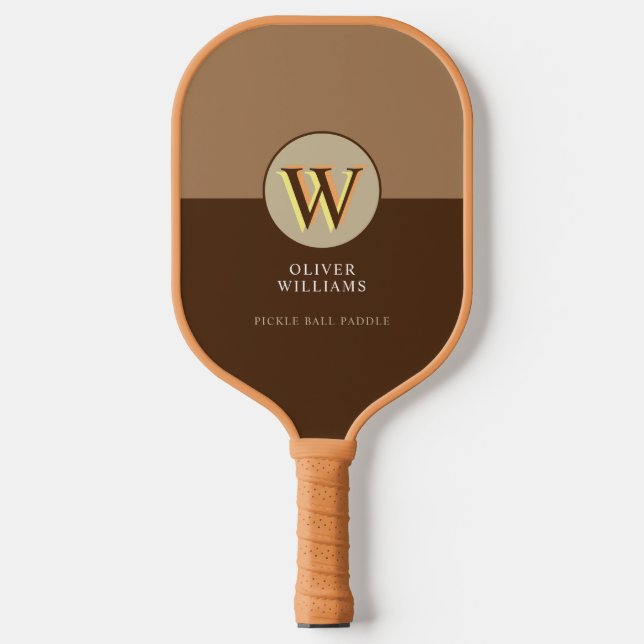 2-tone Brown Pickleball Paddle with Name (Front)