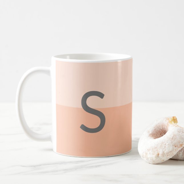 2 Tone Coral Monogram Customized Alphabet Coffee Mug (With Donut)
