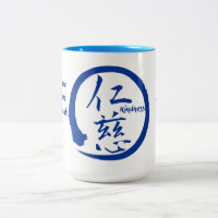 2-tone kindness mugs with blue kanji and enso