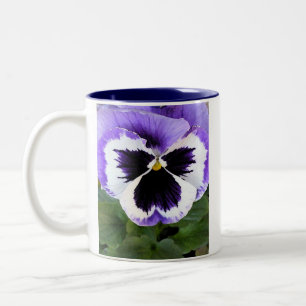 2-tone mug - White and Purple Pansy