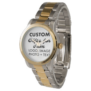2-Tone Oversized Steel Watch Custom Gifts for Him