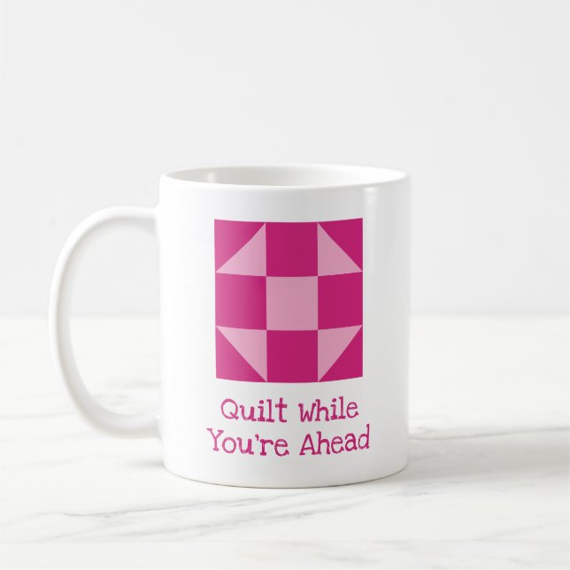 2-Tone Quilting Pun Shoo Fly Quilt Block Coffee Mug (Left)