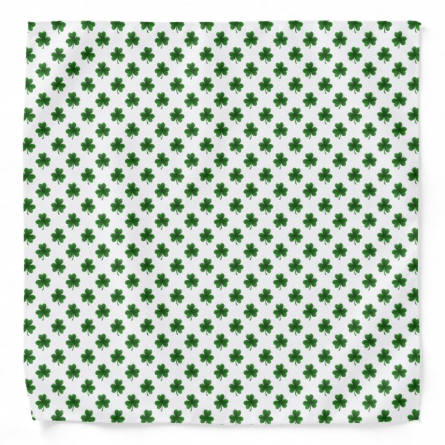 2-Tone Shamrock Green on White St.Patrick’s Clover Bandana (Front)