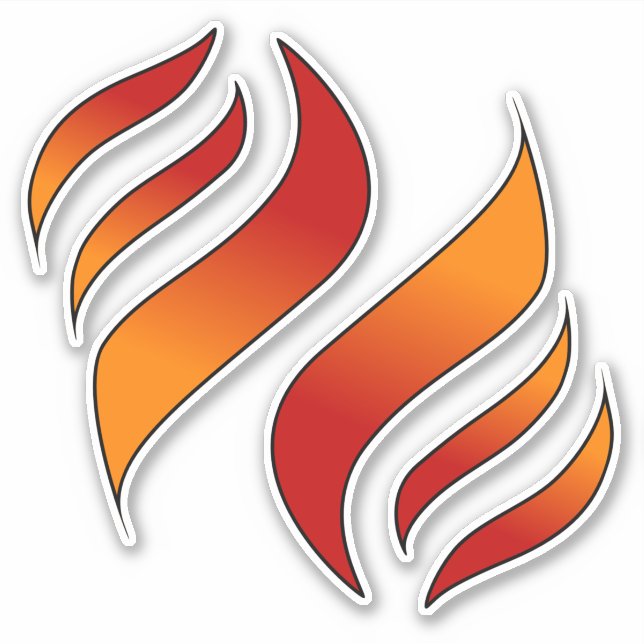 2 Tongues of Fire or Flames (facing left) Sticker (Front)