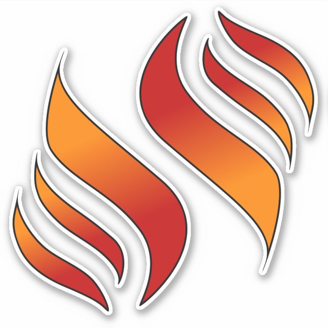 2 Tongues of Fire or Flames (facing right) Sticker (Front)