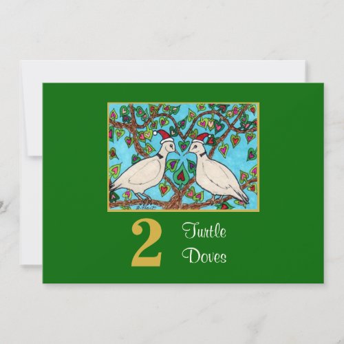 2 Turtle Doves Cute Birds Love Custom Christmas Holiday Card