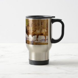 2~ two Bull Elk in the snow Travel Mug