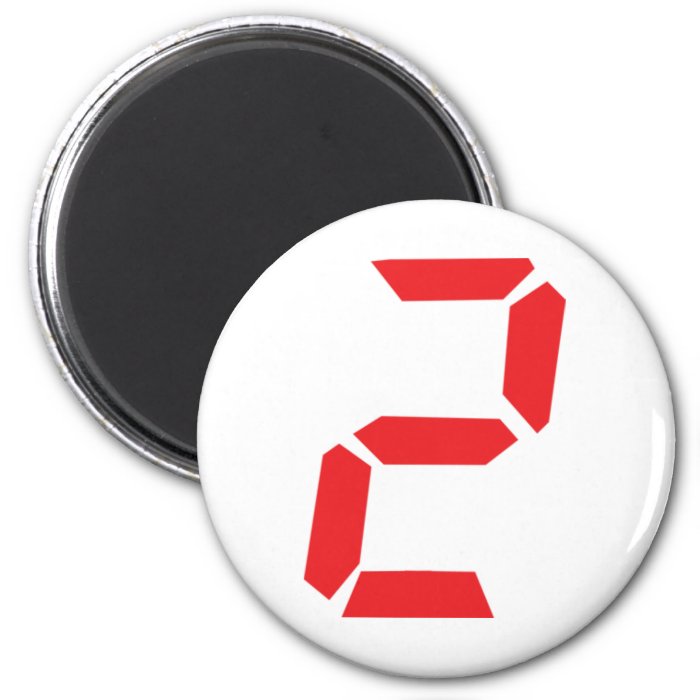 2 two red alarm clock digital fridge magnet