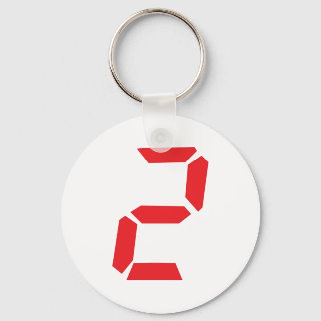 2 two red alarm clock digital keychain (Front)