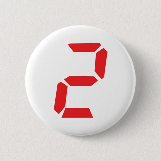2 two red alarm clock digital pinback button (Front)