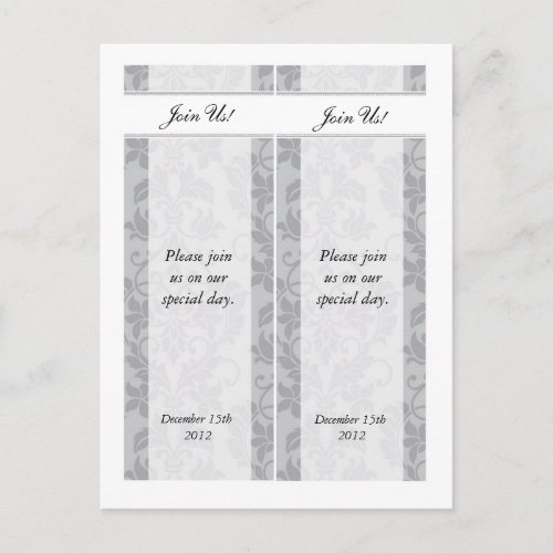 2 Two_tone Grey Damask Save the Date Bookmarks Announcement Postcard